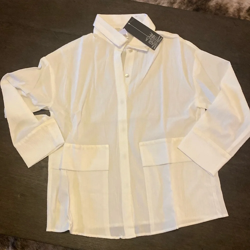 Marla Wynne Crinkle blouse with hidden buttons - Picture 1 of 7